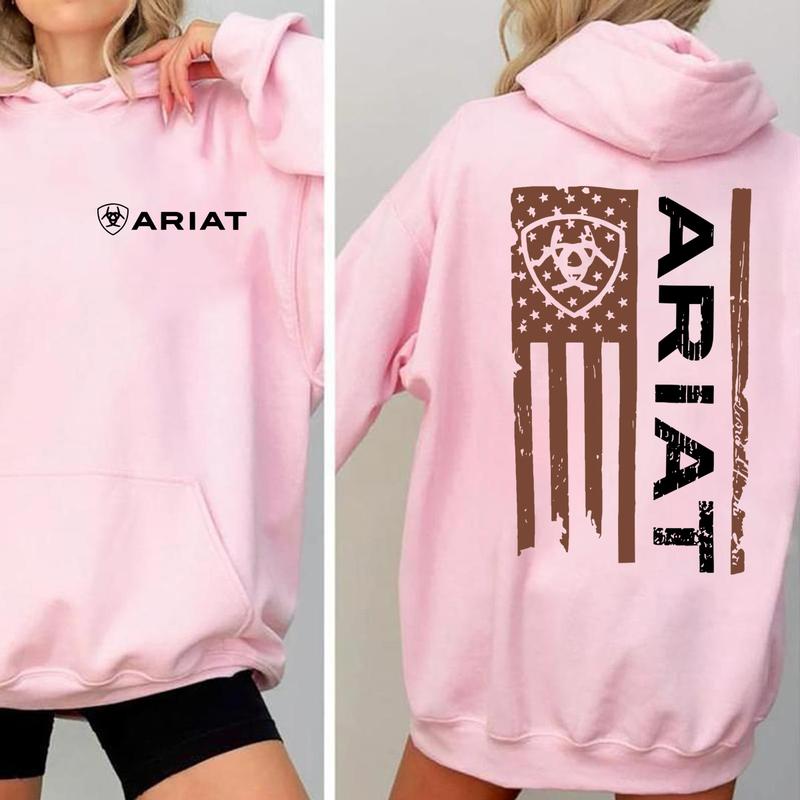 Western Ariat Merica Flag Shirt Mens Ariat Hoodie, Cotton Crewneck Unisex Pull Over Hoodie Sweatshirt T-Shirt for Men and Women