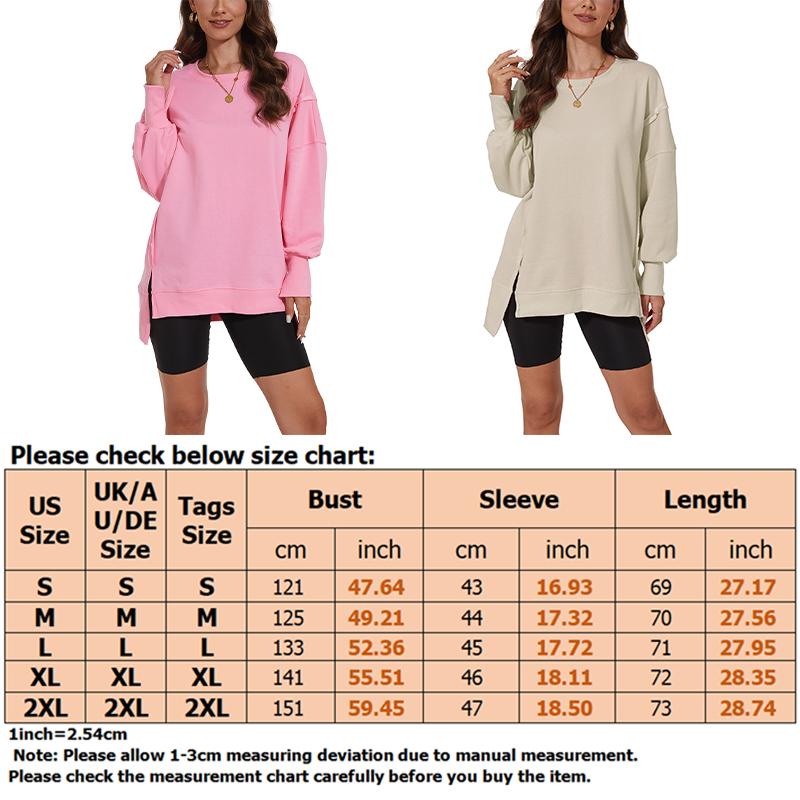 Women's Oversized Lightweight Sweatshirt with Side Slit Soft Crew Neck Pullover Long Sleeve Tops 2024 Fashion