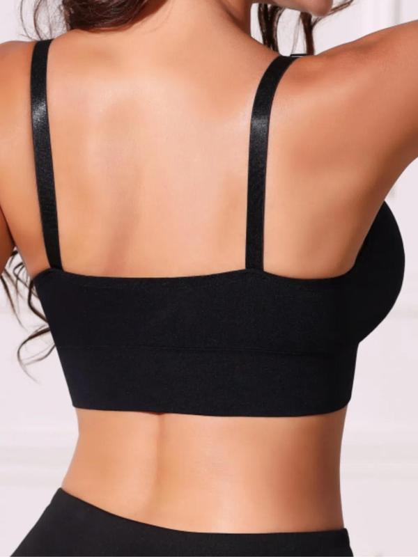 Women's Solid Adjustable Strap Wireless Bra, Breathable Removable Padded Lingerie Top for Daily Wear, Softness Lingerie for All Seasons, Underwear for Women, Fall Wear, Fallfreshness