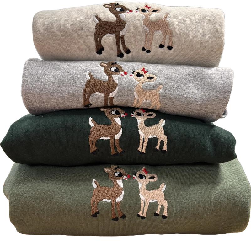 Embroidered Vintage Rudolph Sweatshirts for the family christmas sweatshirt Winter Womenswear