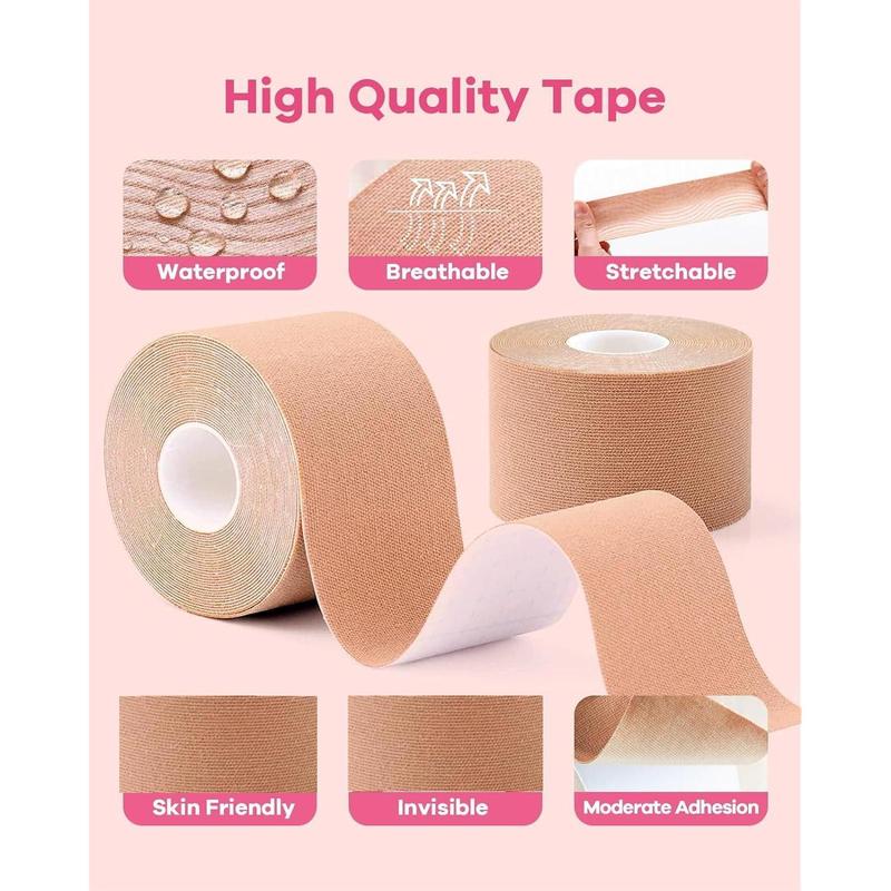 Body Tape Breast Lift Tape for Large Breasts with 2 Counts Breast Pasties Invisible Bra Tape Sports Tape for A-G Cup Beige Comfort Womenswear