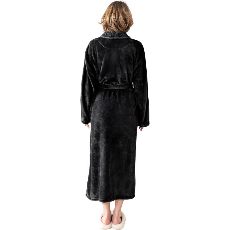 Soft Shawl Collar Bathrobe for Women, Silky Soft Lightweight Plush Long Robe Warm and Comfy to Wear Womenswear Gowns Loungewear Nightwear