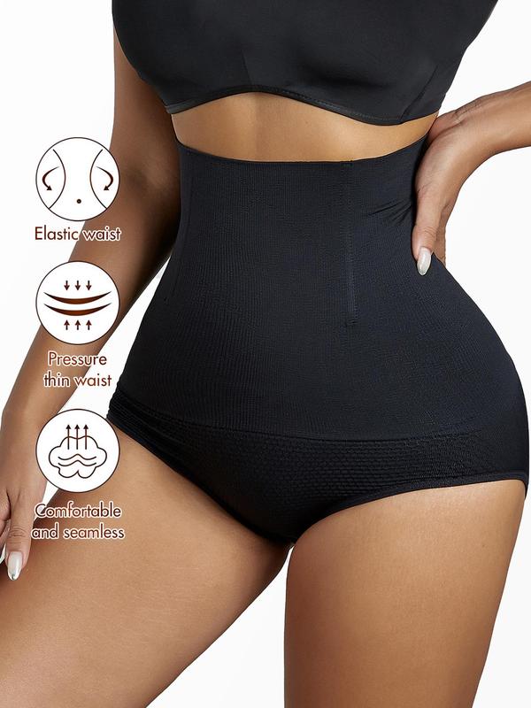 Women's 3 Counts Plain High Waist Shapewear Panty, Casual Comfy Breathable Tummy Control Butt Lift Shapewear Panty for Daily Wear, Waist Trainer Shaper, Body Shapewear, Women Shapewear Bottoms