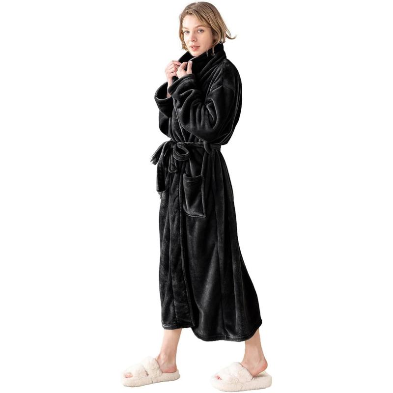 Soft Shawl Collar Bathrobe for Women, Silky Soft Lightweight Plush Long Robe Warm and Comfy to Wear Womenswear Gowns Loungewear Nightwear