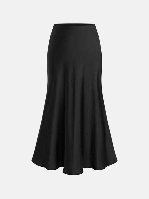 YOZY Women's Solid High Waist Mermaid Skirt, Elegant Fashion Zipper Midi Skirt for Daily Outdoor Wear, Ladies Bottoms for All Seasons