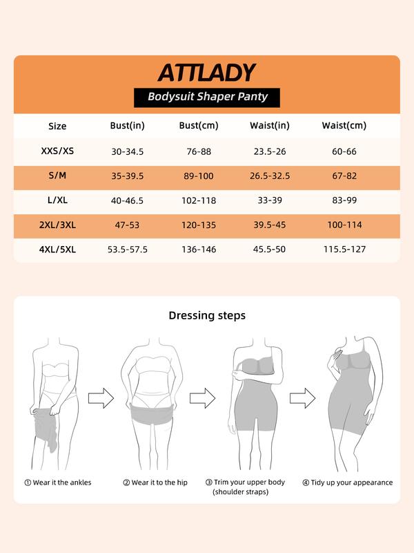 ATTLADY Shapewear for Women Tummy Control Bodysuit Seamless Sculpting Thong Body Shaper Thigh Slimmers Al-234 Womenswear Underwear