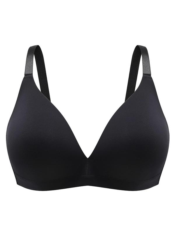  Women's Solid Wireless Bra, Comfortable Breathable Adjustable Strap Backless Bra, Soft Lightweight Bra for Daily Wear