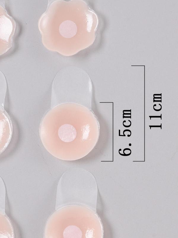 4 Pairs Women's Silicone Nipple Covers, Reusable Adhesive Silicone Nipple Pasties, Petal & Round Shaped Sticky Invisible Bra, Achieve Breast Chest Brace Lift, Women's Lingerie Accessories