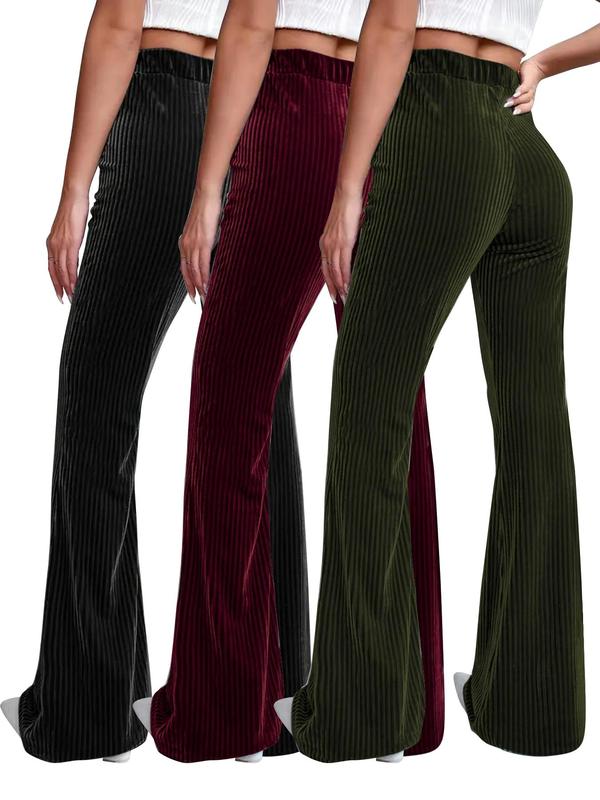 Women's Solid High Waist Flare Leg Pants, Casual Comfy Bell Bottom Trousers for Daily Wear, Ladies Bottoms for All Seasons, Fall Outfits, Fallfreshness