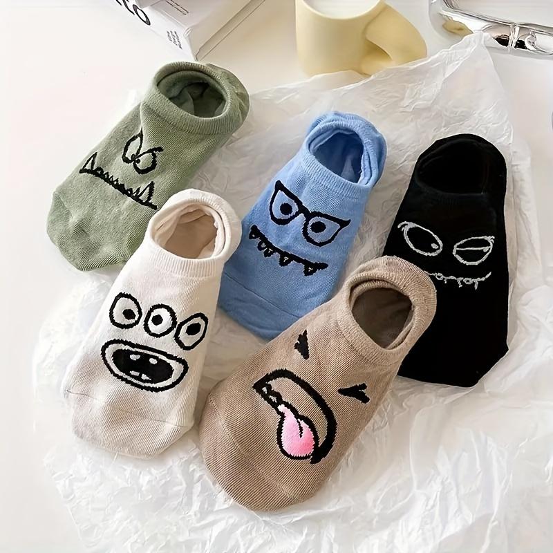 5 Pairs of Cartoon Print Low Cut Ankle Socks - Funny, Breathable, Women's Stockings and Socks for Everyday Wear