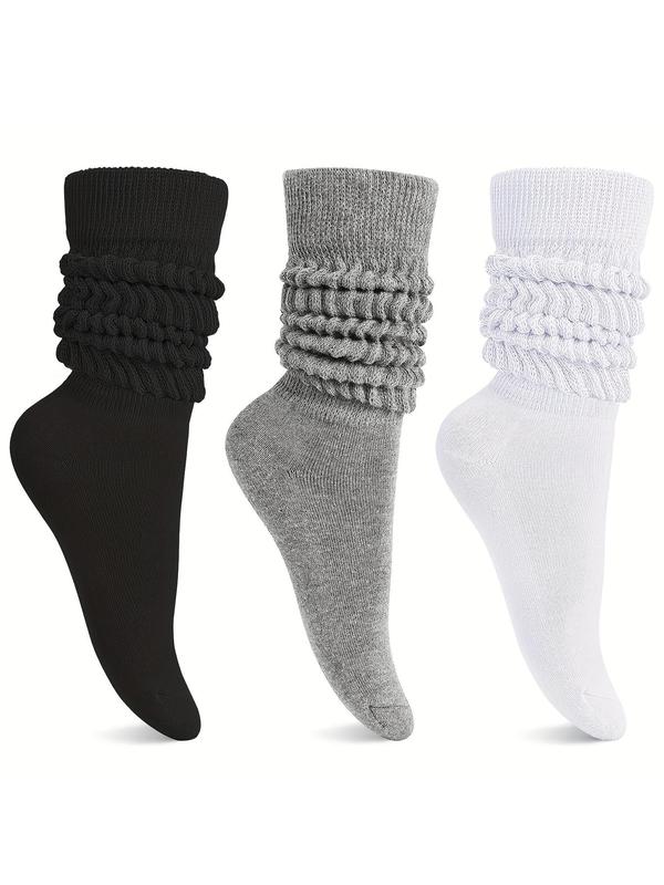 Women's Solid Athletic Slouch Socks, Fashion Scrunch Socks, 3 Pairs Sports Socks Pack,  Socks for Women, Gym Gear, Summer Baggy Socks