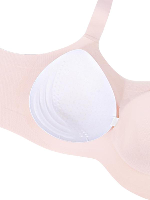 Women's Solid Color Wireless Bra, Soft Comfortable Breathable Buckle Back Lingerie Top, Women's Lingerie for All Seasons