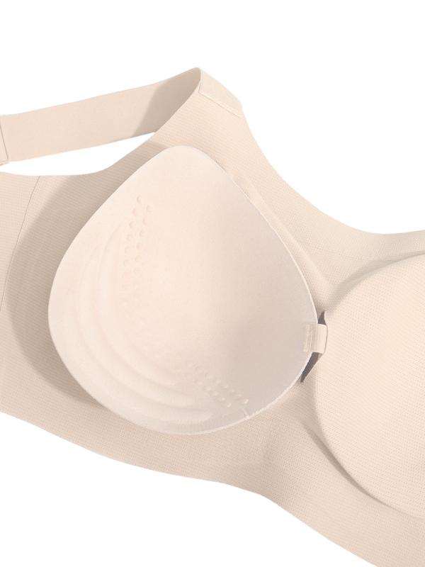 Women's Solid Color Wireless Bra, Soft Comfortable Breathable Buckle Back Lingerie Top, Women's Lingerie for All Seasons