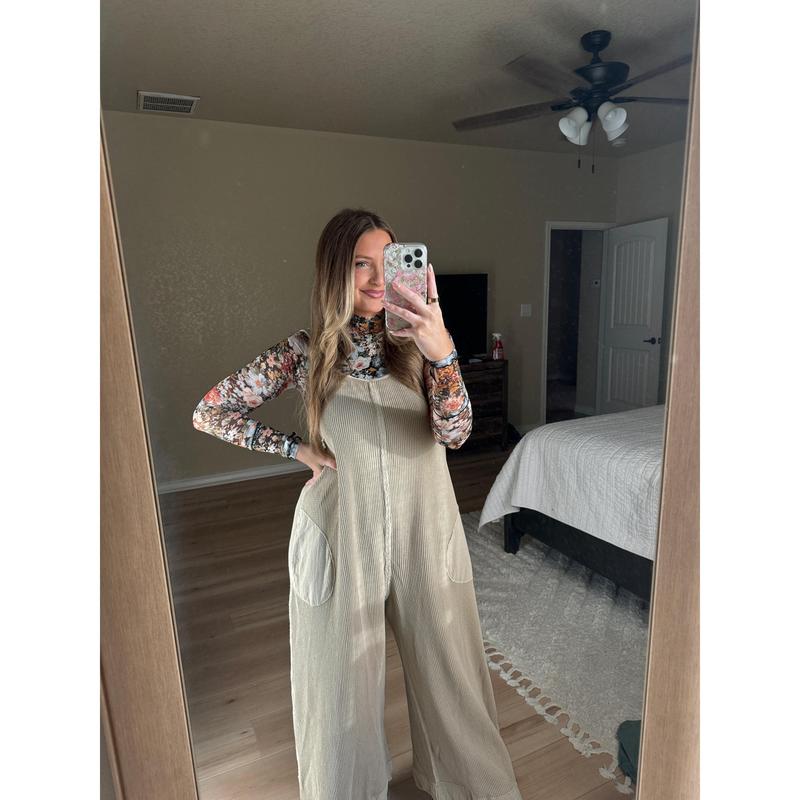 Brielle Waffle Knit Jumpsuit - Oatmeal