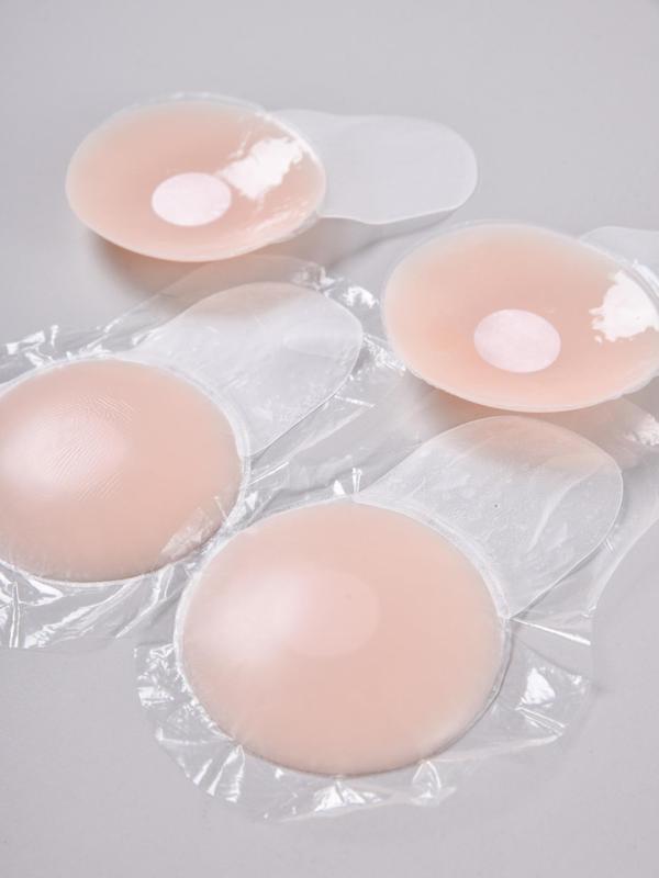 4 Pairs Women's Silicone Nipple Covers, Reusable Adhesive Silicone Nipple Pasties, Petal & Round Shaped Sticky Invisible Bra, Achieve Breast Chest Brace Lift, Women's Lingerie Accessories