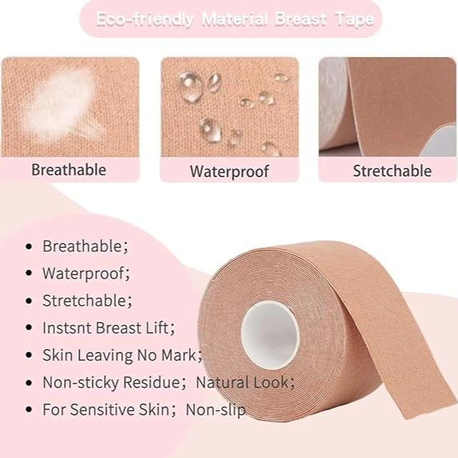 Body Tape Breast Lift Tape for Large Breasts with 2 Counts Breast Pasties Invisible Bra Tape Sports Tape for A-G Cup Beige Comfort Womenswear