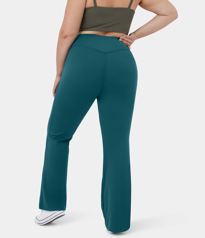 Halara High Waisted Crossover Full Length Flare Plus Size Leggings