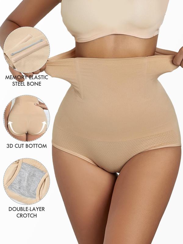 Women's 3 Counts Plain High Waist Shapewear Panty, Casual Comfy Breathable Tummy Control Butt Lift Shapewear Panty for Daily Wear, Waist Trainer Shaper, Body Shapewear, Women Shapewear Bottoms