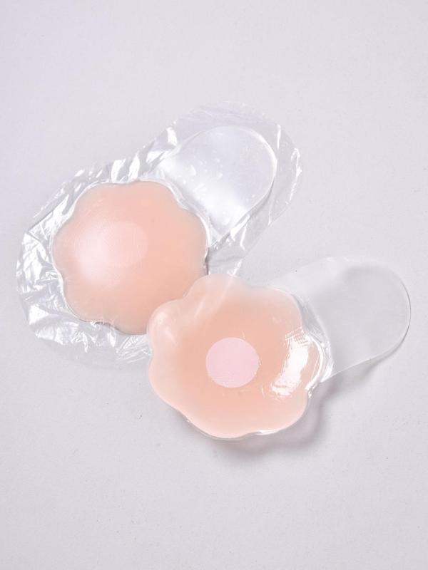 4 Pairs Women's Silicone Nipple Covers, Reusable Adhesive Silicone Nipple Pasties, Petal & Round Shaped Sticky Invisible Bra, Achieve Breast Chest Brace Lift, Women's Lingerie Accessories