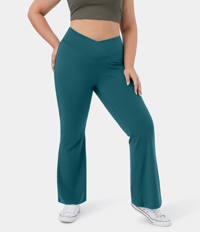 Halara High Waisted Crossover Full Length Flare Plus Size Leggings