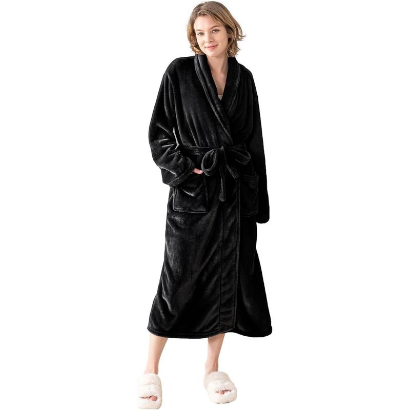 Soft Shawl Collar Bathrobe for Women, Silky Soft Lightweight Plush Long Robe Warm and Comfy to Wear Womenswear Gowns Loungewear Nightwear