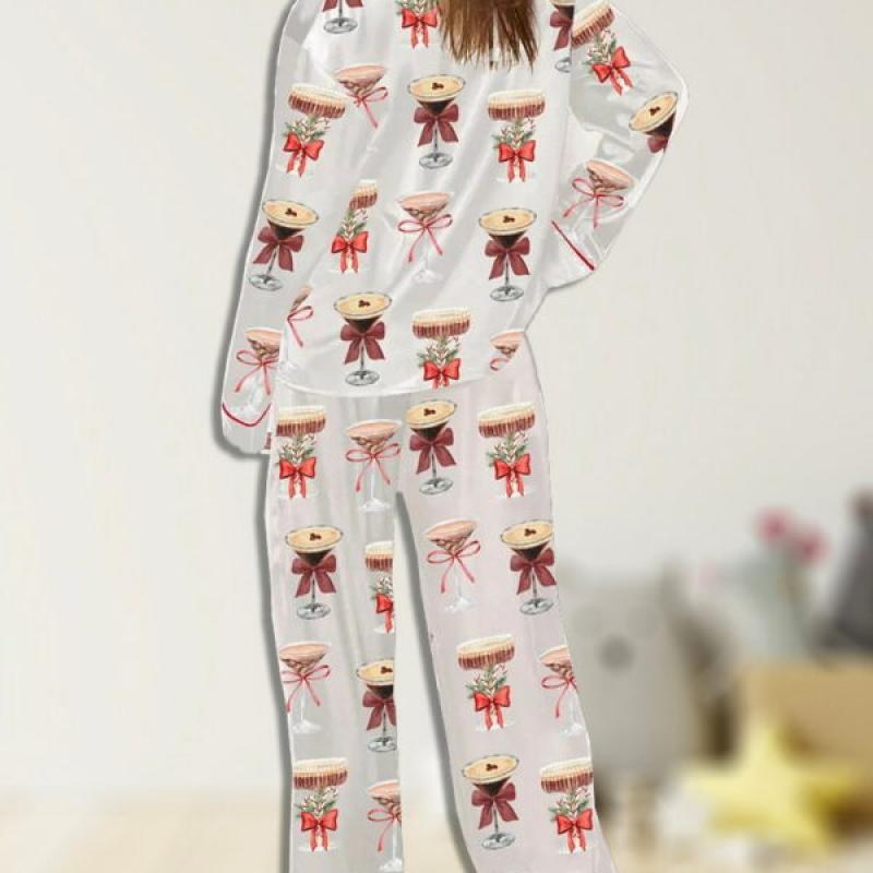 Women’s Espresso Martini Art Christmas Cotton Pajama Set