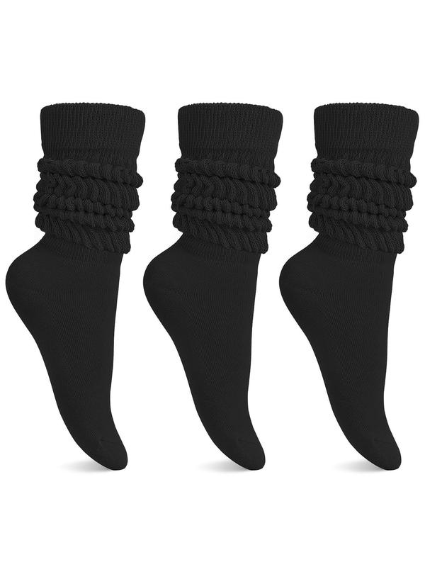 Women's Solid Athletic Slouch Socks, Fashion Scrunch Socks, 3 Pairs Sports Socks Pack,  Socks for Women, Gym Gear, Summer Baggy Socks