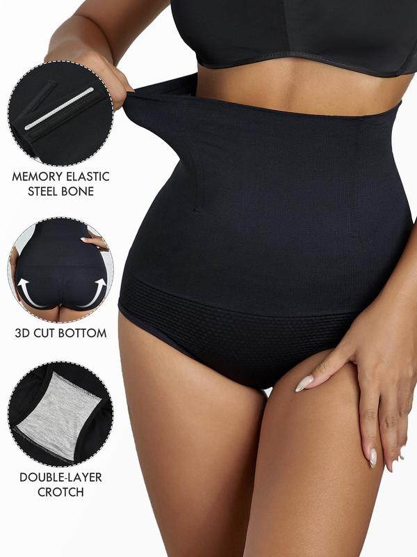 Women's 3 Counts Plain High Waist Shapewear Panty, Casual Comfy Breathable Tummy Control Butt Lift Shapewear Panty for Daily Wear, Waist Trainer Shaper, Body Shapewear, Women Shapewear Bottoms