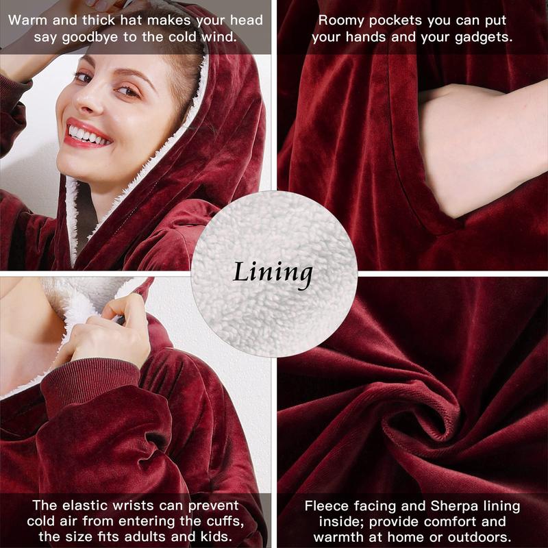 Oversize Huggle Hoodie Blanket Hooded Sweatshirt Pullover Flannel Pajama Sweaters Casual Comfort Loungewear Soft Garment Fall Winter Pullover