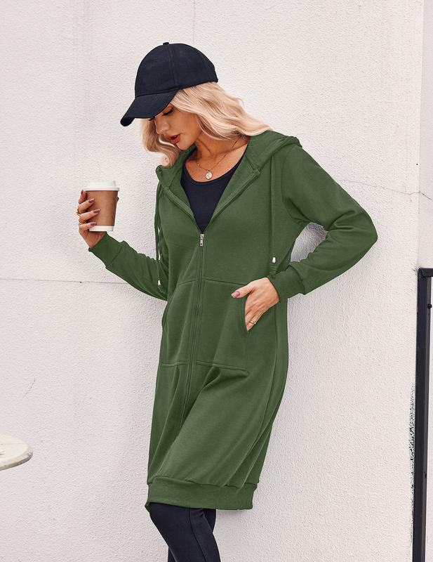 ZEAGOO Women's Zip Up Hoodies Oversized Fleece Long Tunic Sweatshirts Casual Long Sleeve 2024 Fall Hoodie Jacket Coat