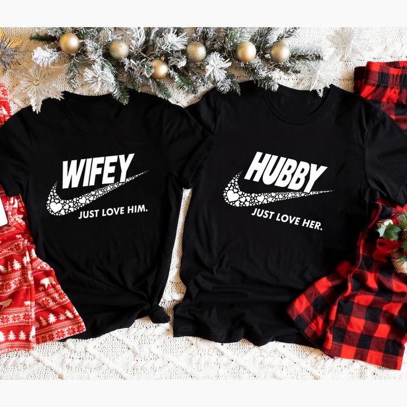 Hubby Wifey Just Love Him & Her TShirt, Married Couple Matching Shirt, Birthday Gift for Him, Birthday Gift for Her, Funny Husband Shirt