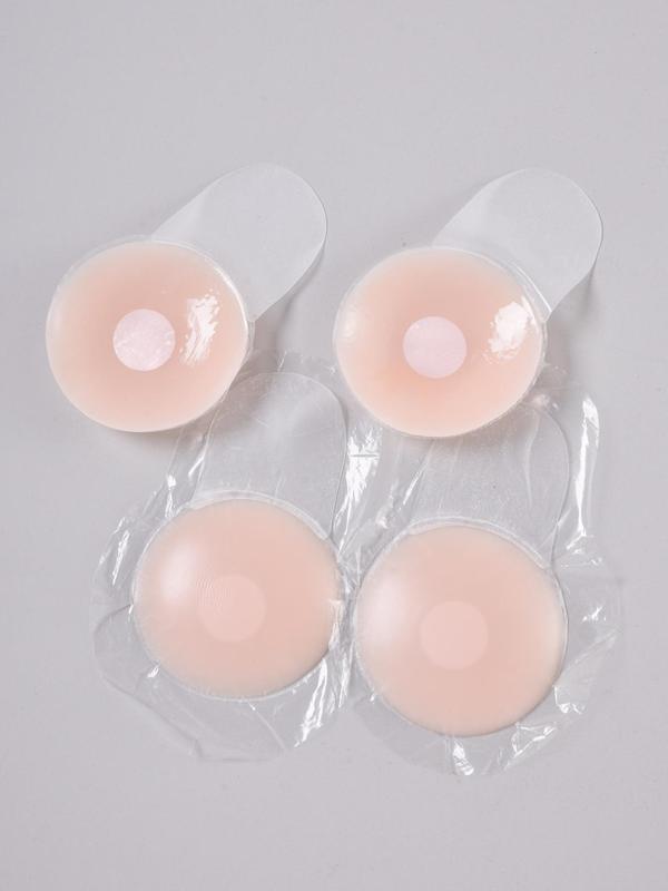 4 Pairs Women's Silicone Nipple Covers, Reusable Adhesive Silicone Nipple Pasties, Petal & Round Shaped Sticky Invisible Bra, Achieve Breast Chest Brace Lift, Women's Lingerie Accessories