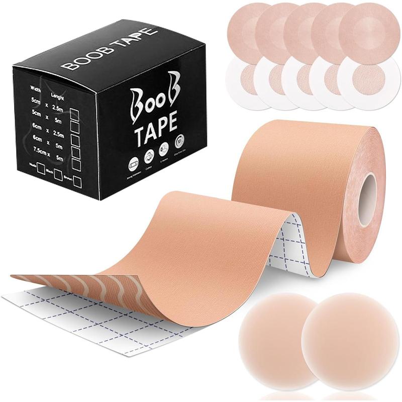 Body Tape Breast Lift Tape for Large Breasts with 2 Counts Breast Pasties Invisible Bra Tape Sports Tape for A-G Cup Beige Comfort Womenswear