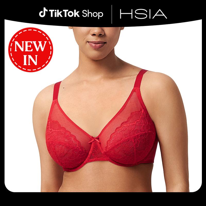 HSIA Enchante Full Coverage Floral Lace Unlined Plus Size Comfort Non-padded Underwire Bra