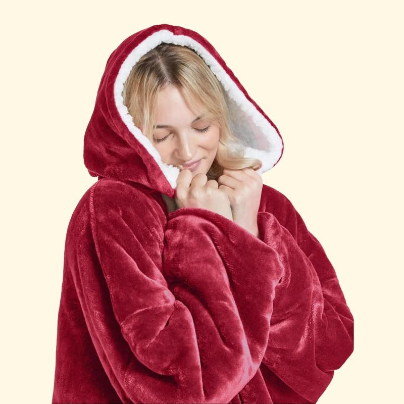 Oversize Huggle Hoodie Blanket Hooded Sweatshirt Pullover Flannel Pajama Sweaters Casual Comfort Loungewear Soft Garment Fall Winter Pullover