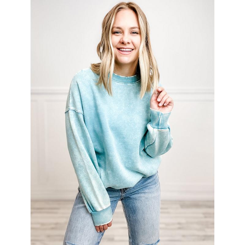 ACID WASH FLEECE OVERSIZED PULLOVER