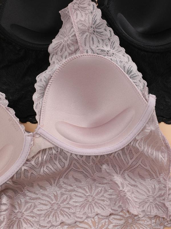 Women's Lace Wireless Bra, Chic Pendant Decor Push Up Lingerie Top, Softness Underwear for All Seasons