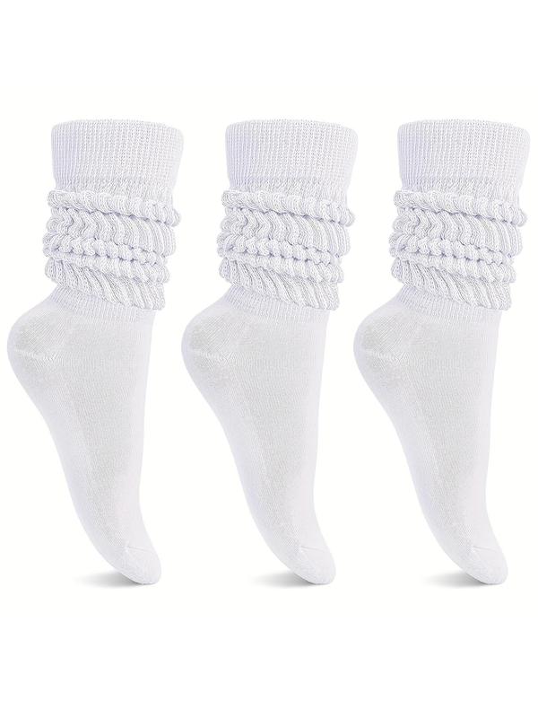 Women's Solid Athletic Slouch Socks, Fashion Scrunch Socks, 3 Pairs Sports Socks Pack,  Socks for Women, Gym Gear, Summer Baggy Socks