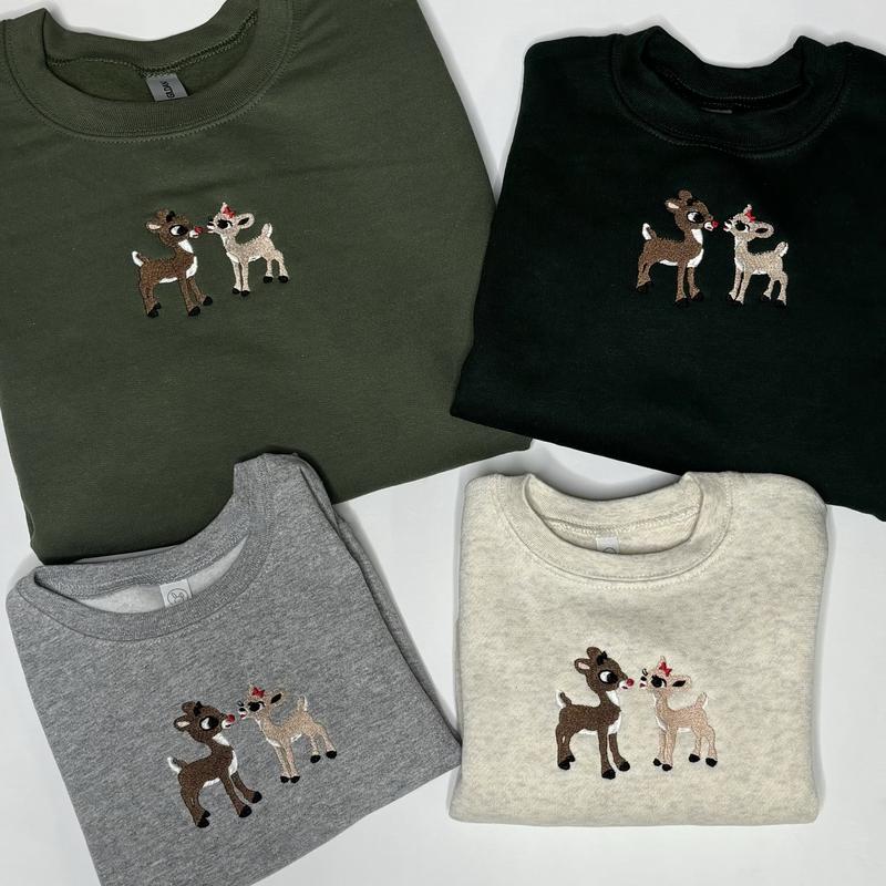 Embroidered Vintage Rudolph Sweatshirts for the family christmas sweatshirt Winter Womenswear