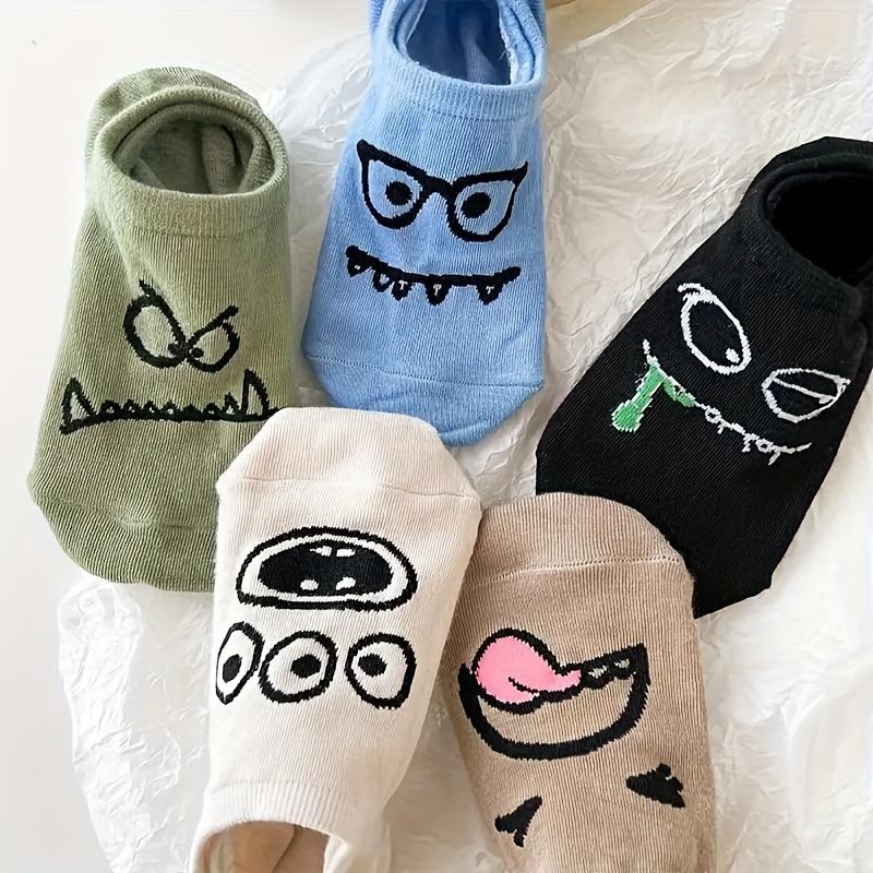 5 Pairs of Cartoon Print Low Cut Ankle Socks - Funny, Breathable, Women's Stockings and Socks for Everyday Wear