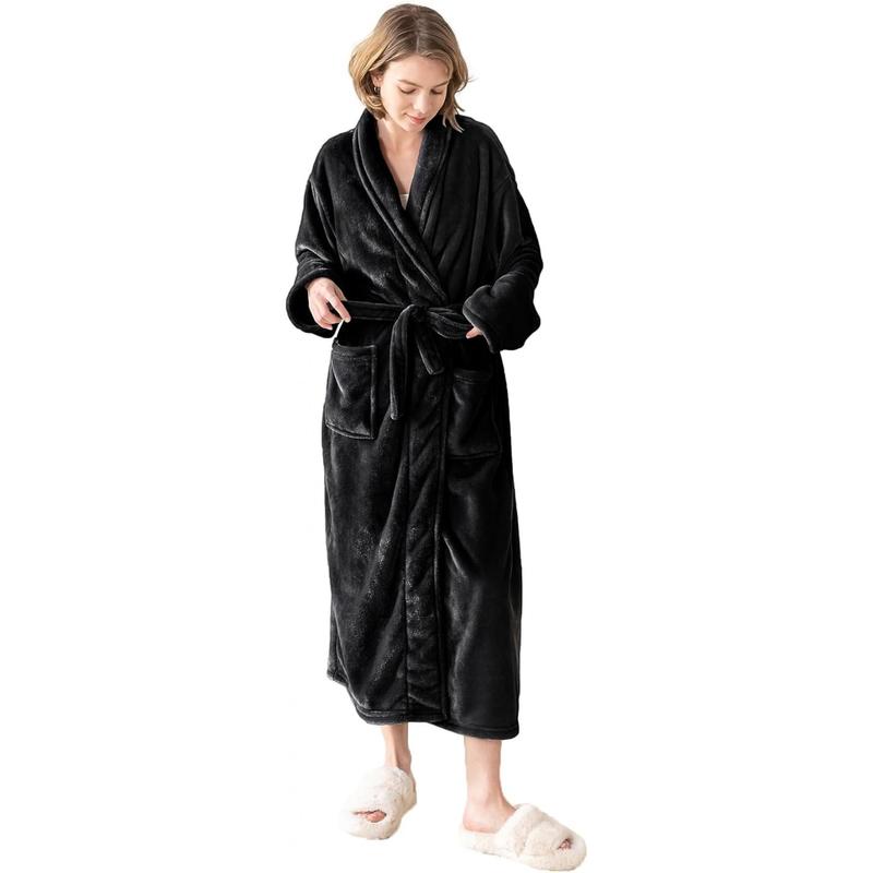 Soft Shawl Collar Bathrobe for Women, Silky Soft Lightweight Plush Long Robe Warm and Comfy to Wear Womenswear Gowns Loungewear Nightwear