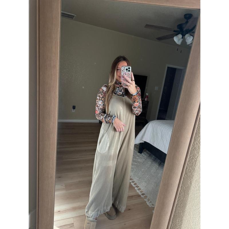 Brielle Waffle Knit Jumpsuit - Oatmeal