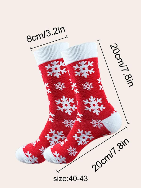 Random Women's Christmas Themed Print Crew Socks, Casual Comfortable Breathable Mid-calf Socks for Daily Wear, Women's Socks for All Seasons