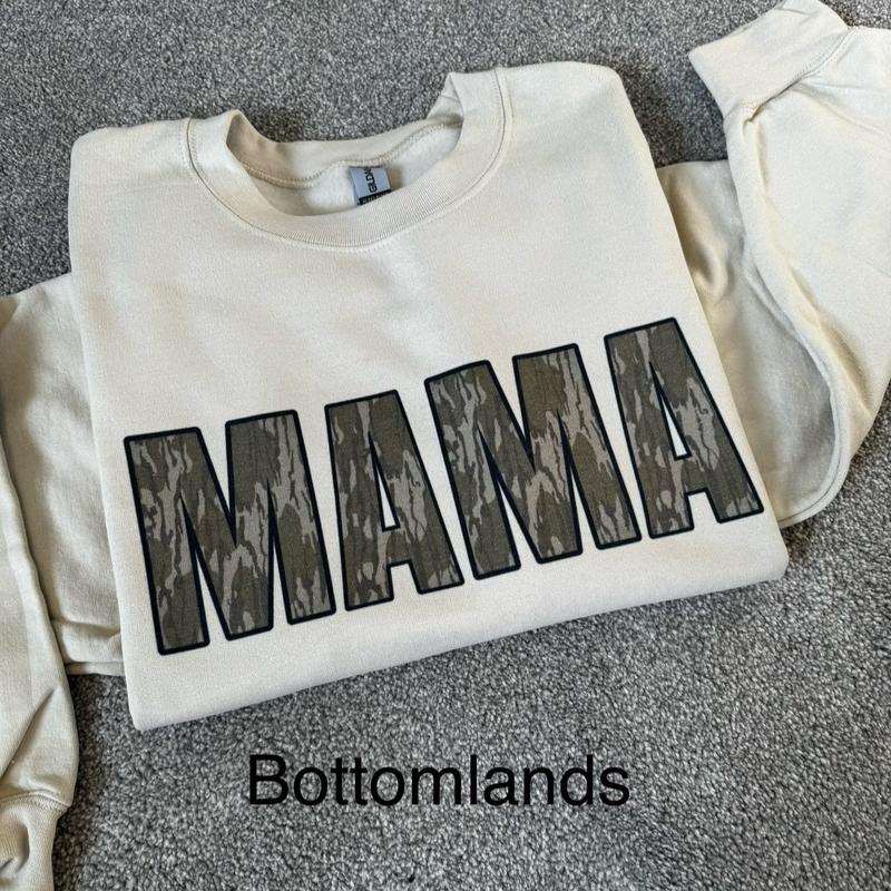 Vintage Bottomland or Old School Camo Crewnecks long sleeve pullover sweatshirt Cotton Womenswear