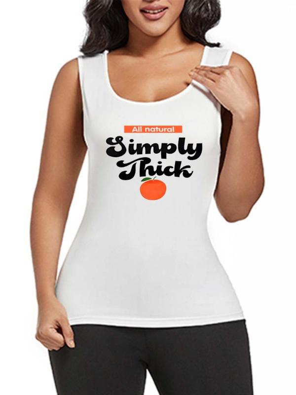 Women's Letter & Fruit Print Tank Top, Summer Clothes Women, Casual Sleeveless Top for Summer, Women's Clothing for Outdoor Daily Wear