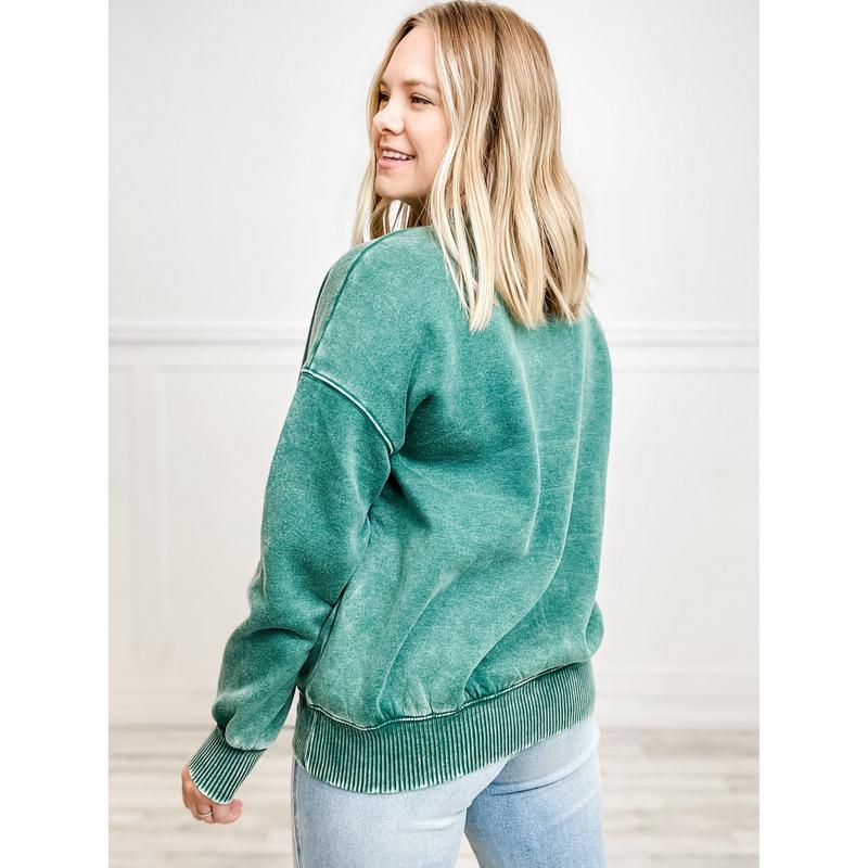 ACID WASH FLEECE OVERSIZED PULLOVER