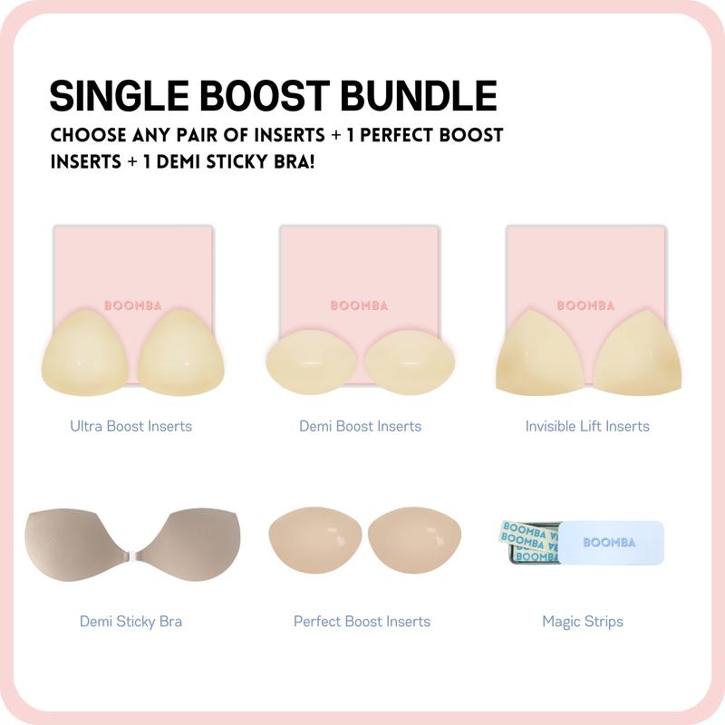 BOOMBA Single Boost Bundle - Patented Adhesive Bra Inserts - Pack of 3