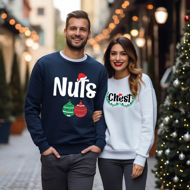 Chest Nuts Sweatshirt, Christmas Couples Matching Sweatshirt, His and Her Christmas Sweater, Funny Couple Sweater, Ugly Christmas Sweater