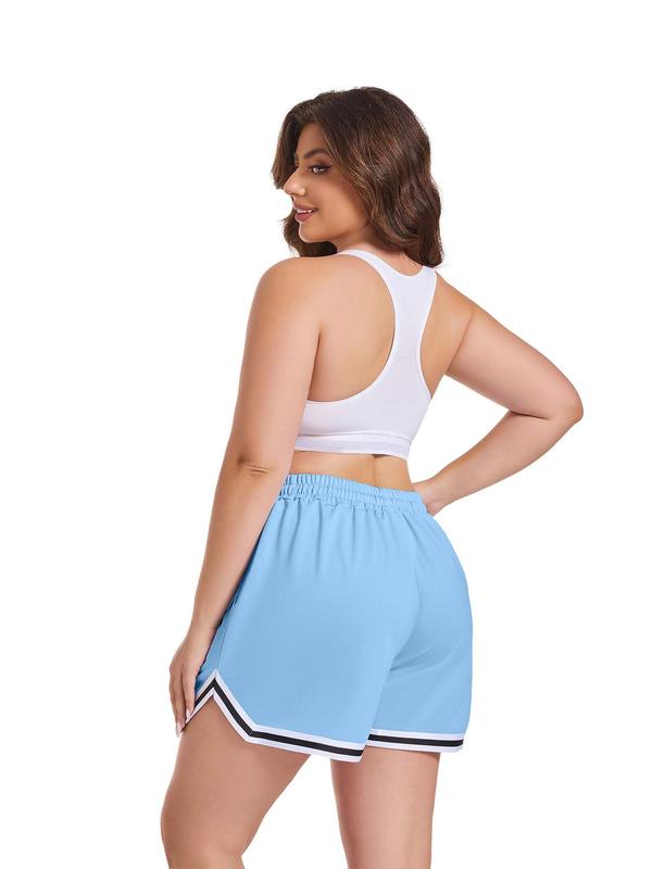  Contrast Binding Drawstring Waist Shorts, Casual Pocket Shorts for Daily Wear, Women's Bottoms for All Seasons