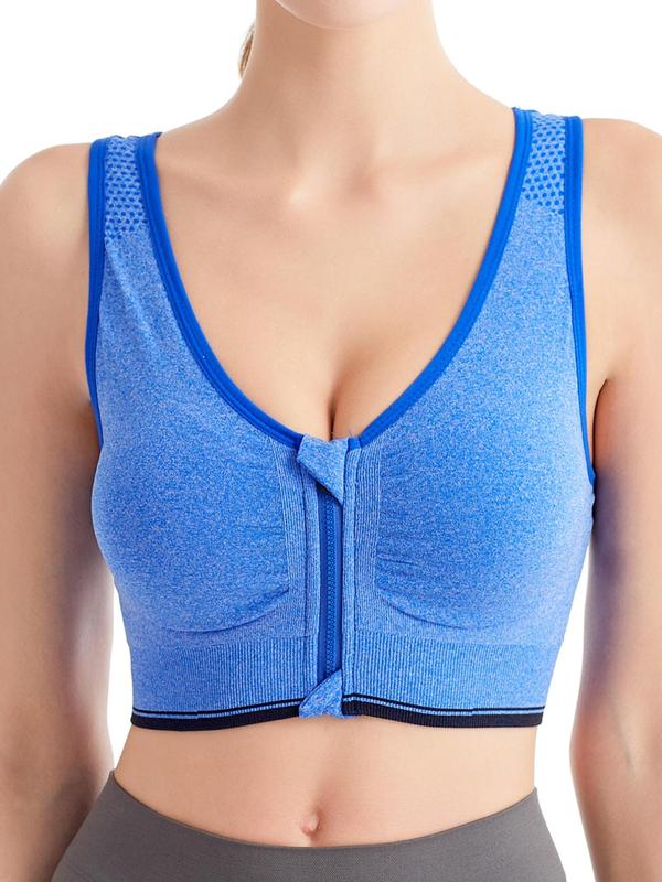 Women's Front Zipper Bras, Casual Contrast Binding Lingerie Top, Ladies Summer Bralette for Daily Wear, Summer Wear 2024, Lingerie for Women, Bras for Women